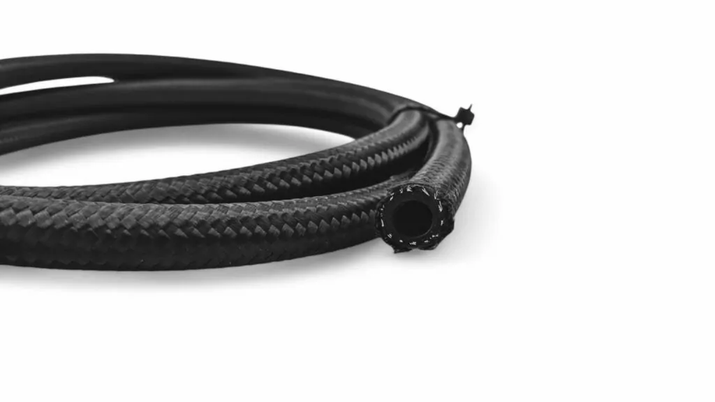 CPE Rubber Nylon Stainless Steel Braided Fuel Hose BLACK - PER M